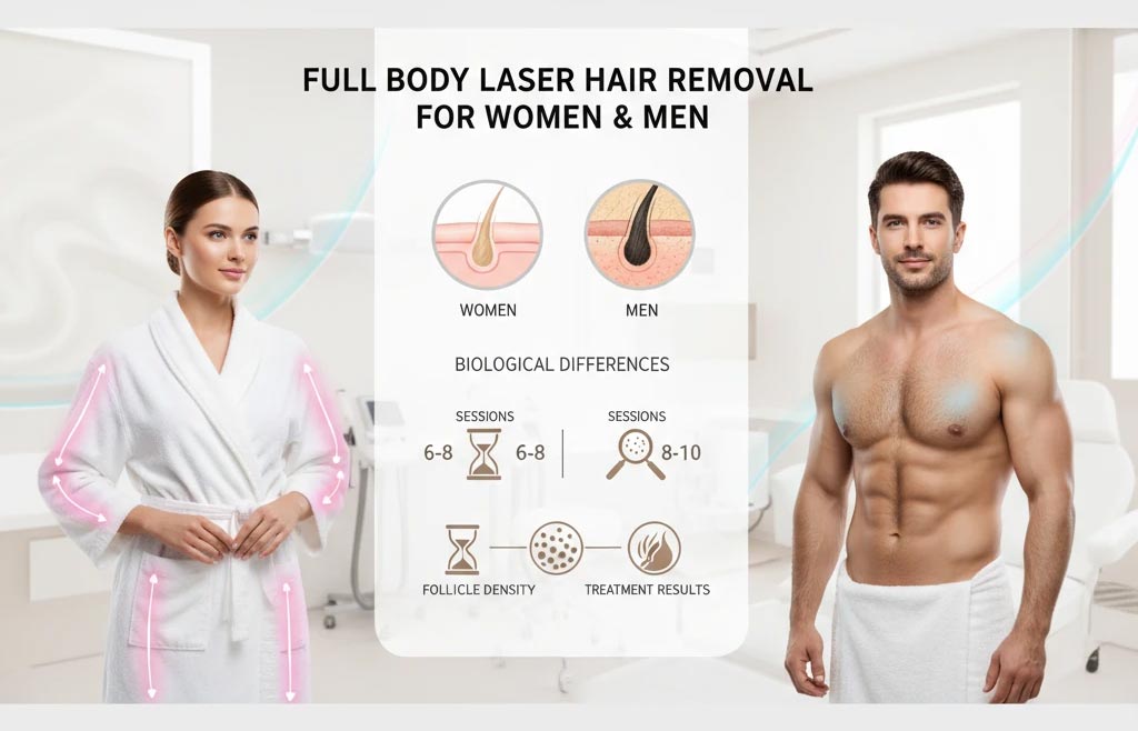 تفاوت لیزر فول بادی در خانم‌ها و آقایان