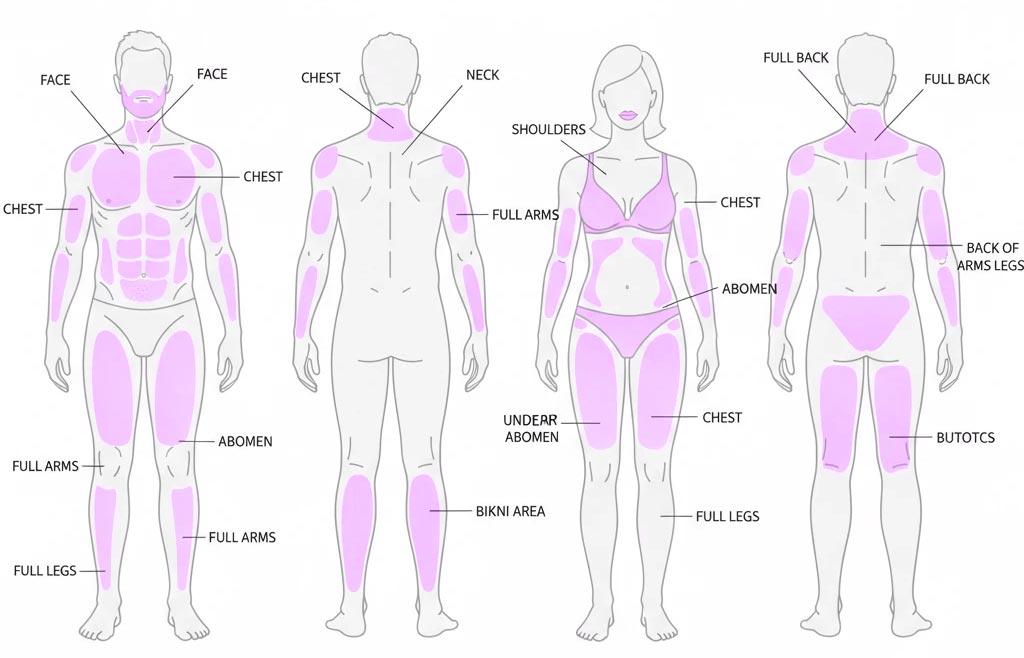 لیزر فول بادی دقیقا شامل چه نواحی است؟